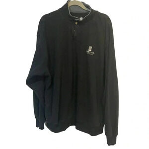 Cuffy’s of Cape Cod men’s black sweatshirt 3 button crew with side pockets EUC